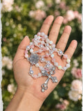 Terço Rosa e Pérolas – prata